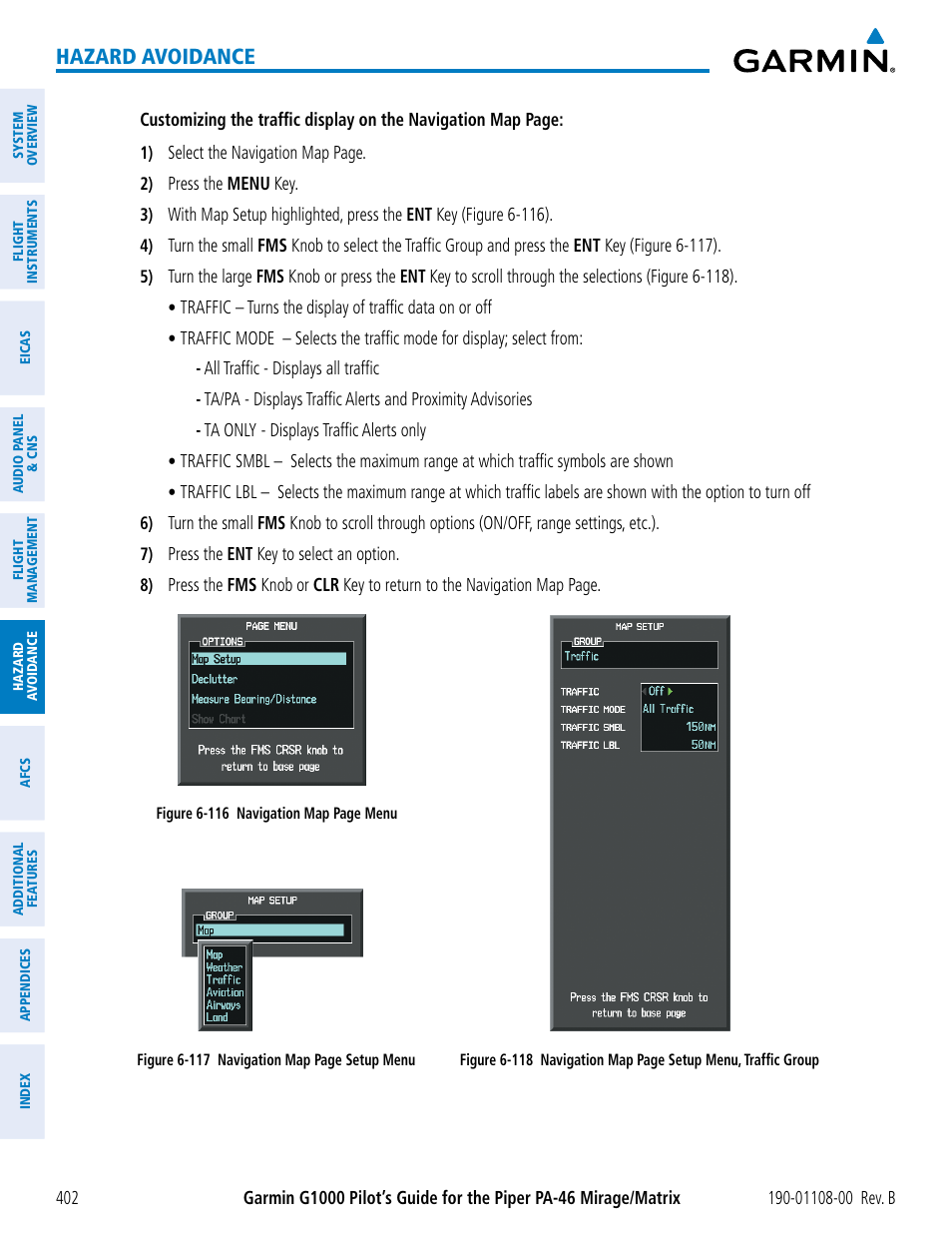 Hazard avoidance | Garmin G1000 Piper PA-46 Matrix User Manual | Page 416 / 600