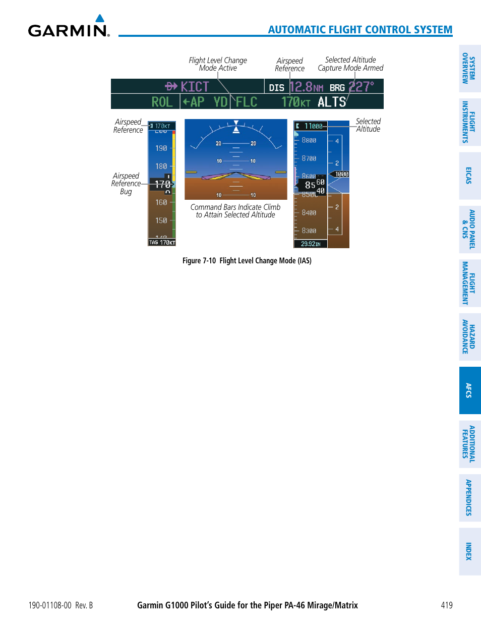 Automatic flight control system | Garmin G1000 Piper PA-46 Matrix User Manual | Page 433 / 600