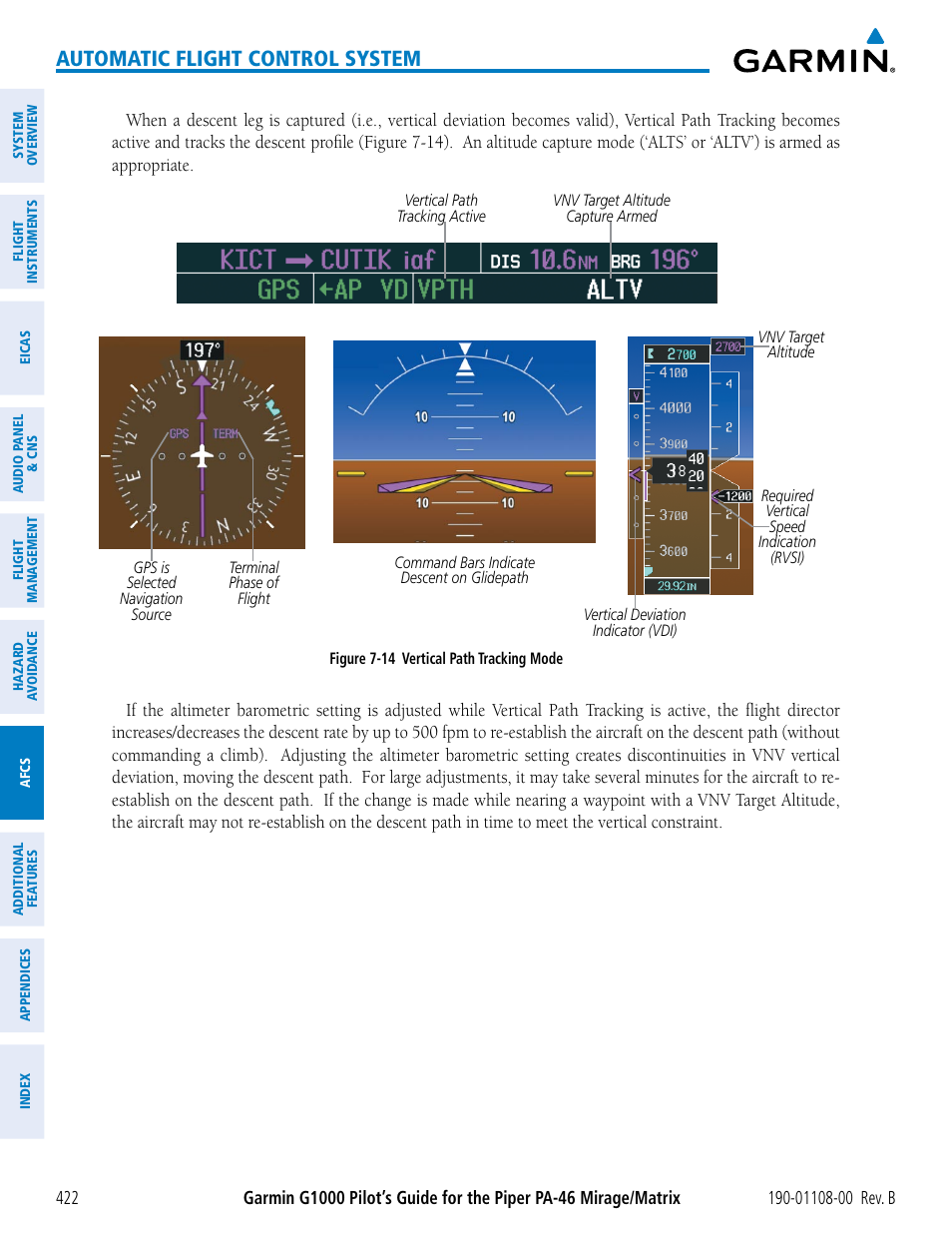 Automatic flight control system | Garmin G1000 Piper PA-46 Matrix User Manual | Page 436 / 600