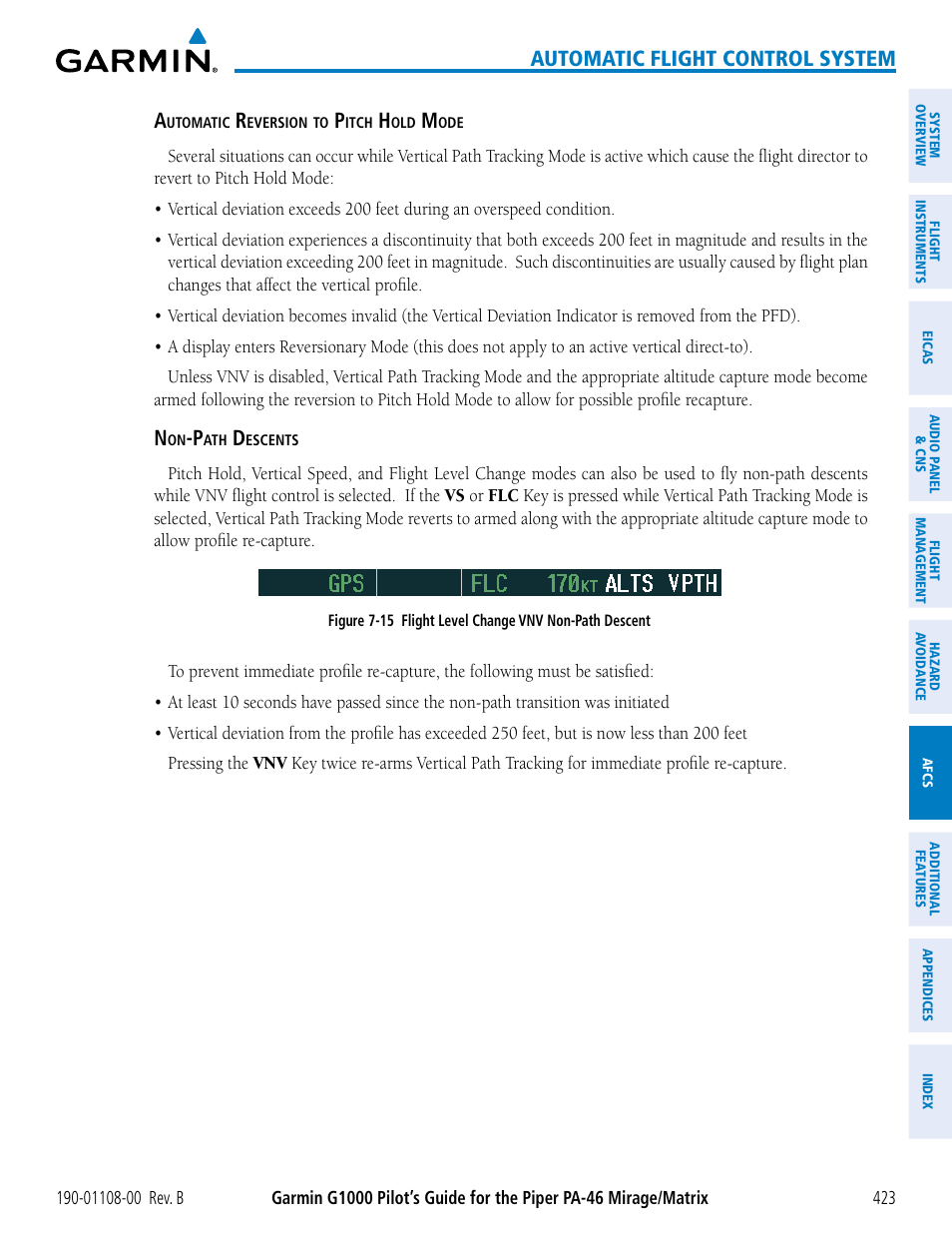 Automatic flight control system | Garmin G1000 Piper PA-46 Matrix User Manual | Page 437 / 600