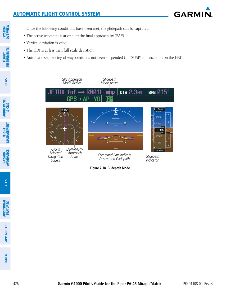 Automatic flight control system | Garmin G1000 Piper PA-46 Matrix User Manual | Page 440 / 600