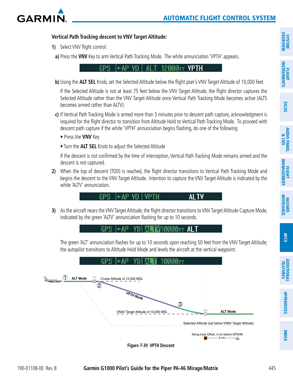 Automatic flight control system | Garmin G1000 Piper PA-46 Matrix User Manual | Page 459 / 600