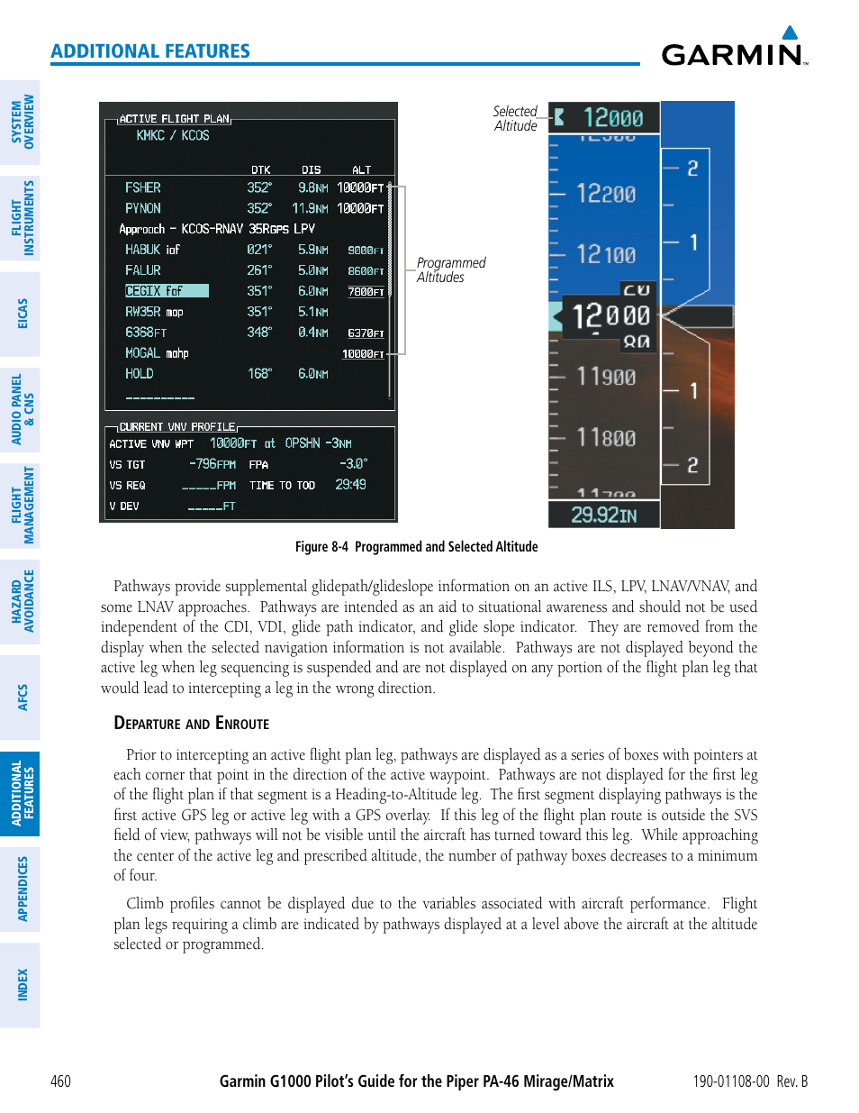 Additional features | Garmin G1000 Piper PA-46 Matrix User Manual | Page 474 / 600