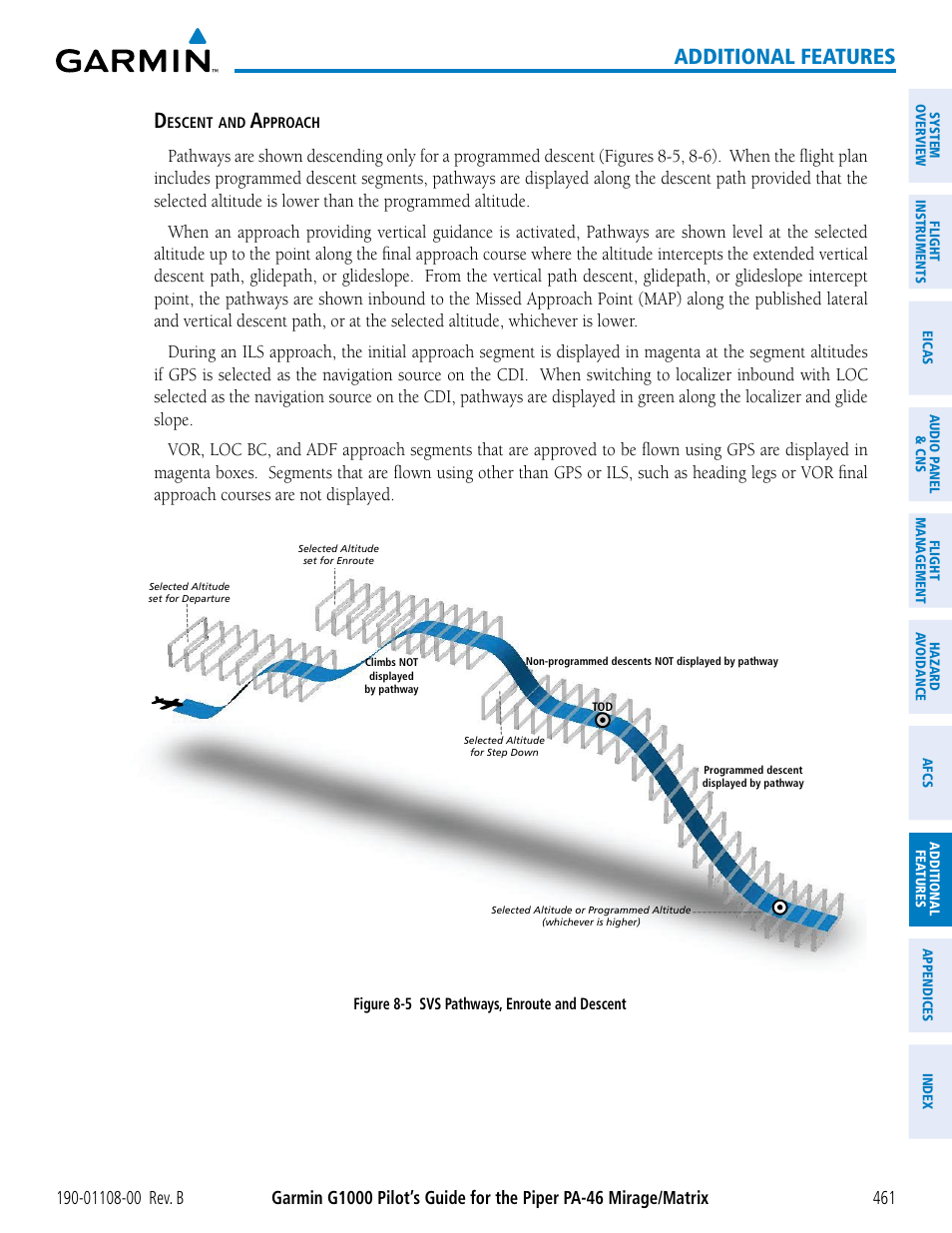 Additional features | Garmin G1000 Piper PA-46 Matrix User Manual | Page 475 / 600