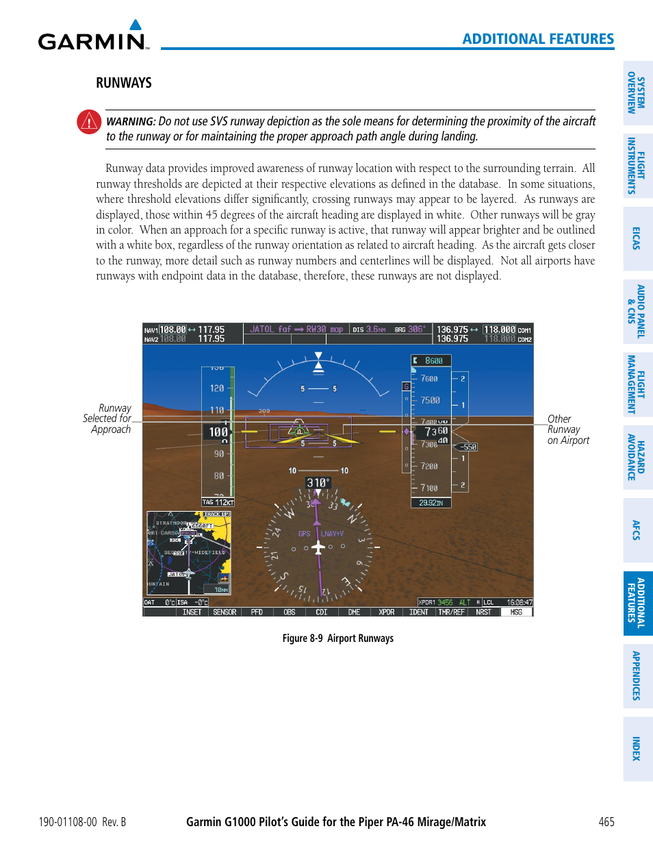 Additional features, Runways | Garmin G1000 Piper PA-46 Matrix User Manual | Page 479 / 600