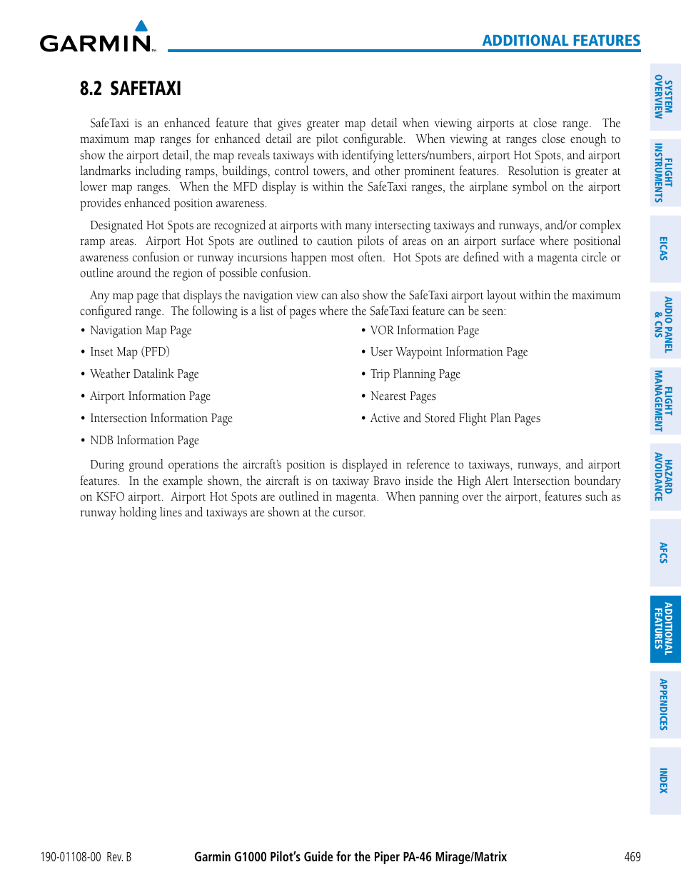 2 safetaxi, Additional features | Garmin G1000 Piper PA-46 Matrix User Manual | Page 483 / 600