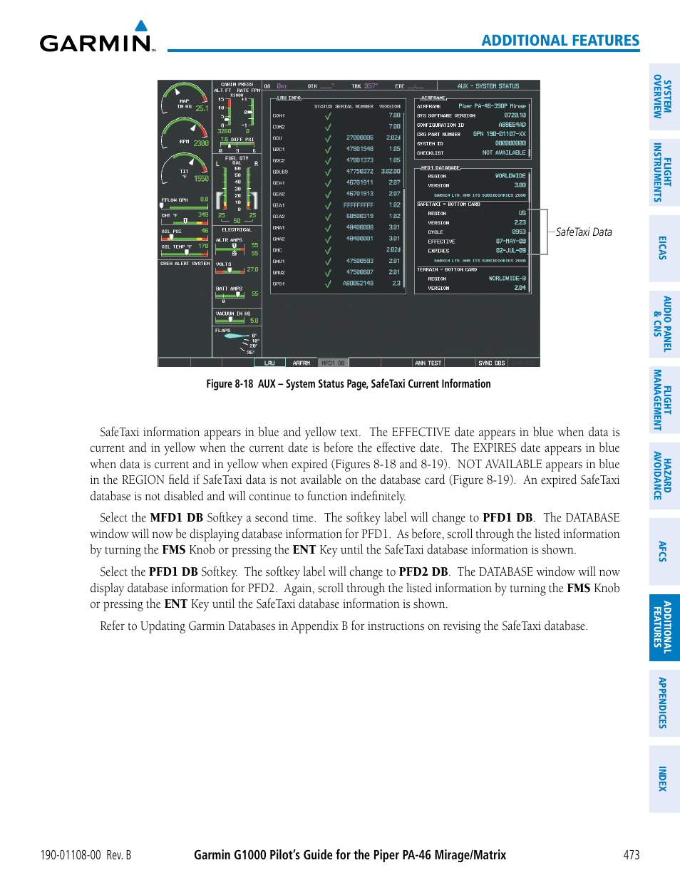 Additional features | Garmin G1000 Piper PA-46 Matrix User Manual | Page 487 / 600