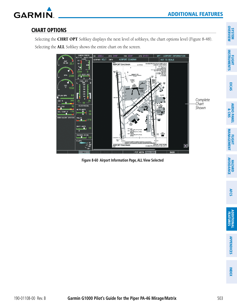 Chart options, Additional features | Garmin G1000 Piper PA-46 Matrix User Manual | Page 517 / 600