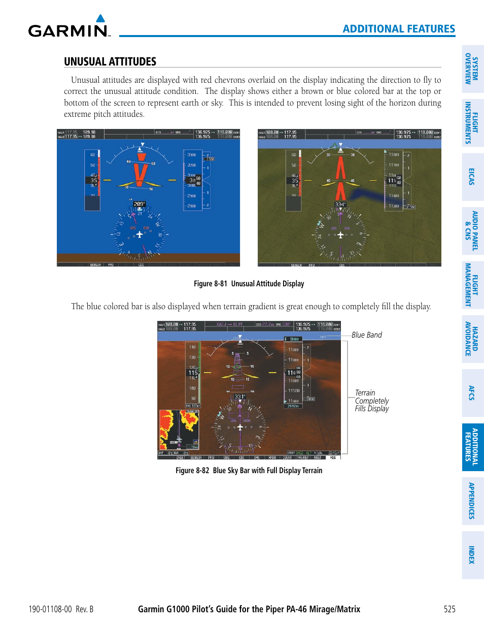 Unusual attitudes, Additional features | Garmin G1000 Piper PA-46 Matrix User Manual | Page 539 / 600