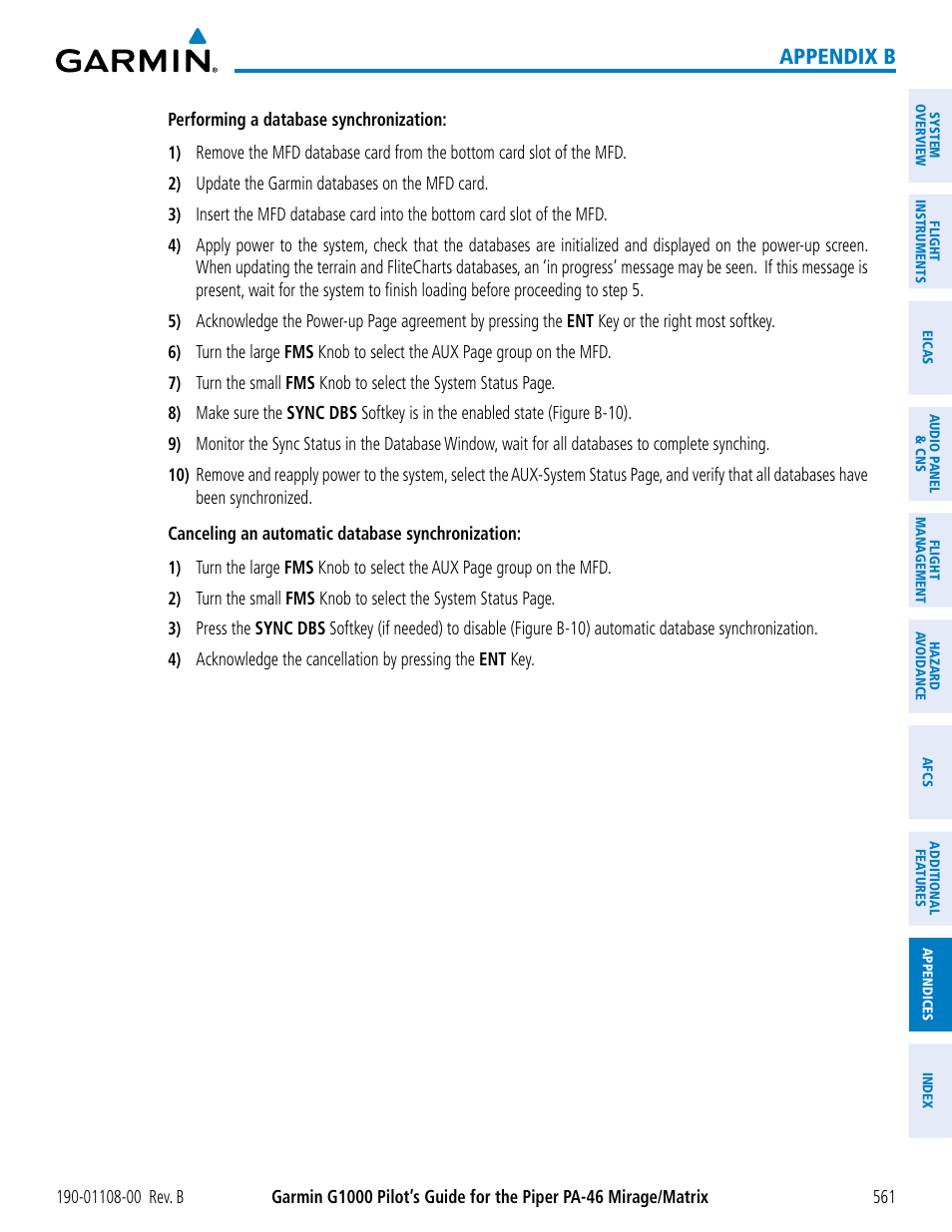 Appendix b | Garmin G1000 Piper PA-46 Matrix User Manual | Page 575 / 600