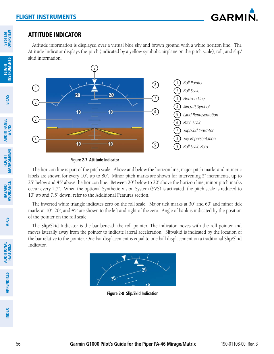 Attitude indicator, Flight instruments | Garmin G1000 Piper PA-46 Matrix User Manual | Page 70 / 600