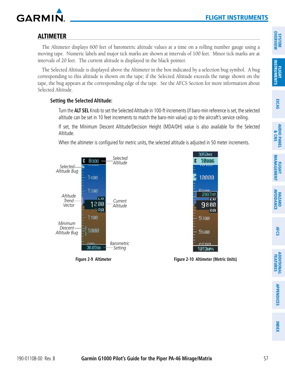 Altimeter, Flight instruments | Garmin G1000 Piper PA-46 Matrix User Manual | Page 71 / 600