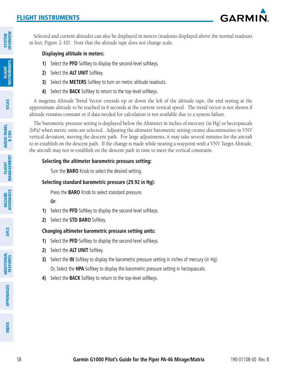 Flight instruments | Garmin G1000 Piper PA-46 Matrix User Manual | Page 72 / 600