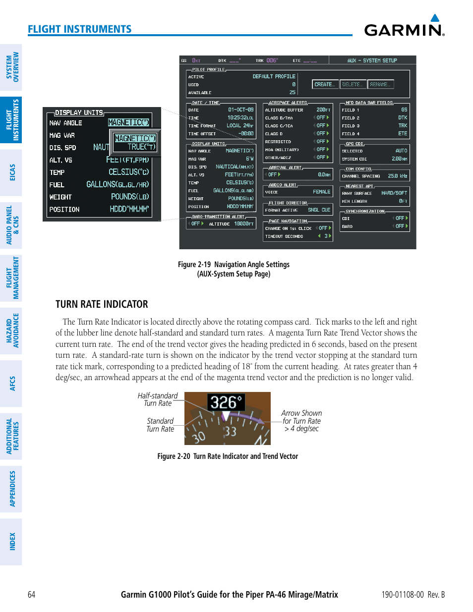 Flight instruments, Turn rate indicator | Garmin G1000 Piper PA-46 Matrix User Manual | Page 78 / 600