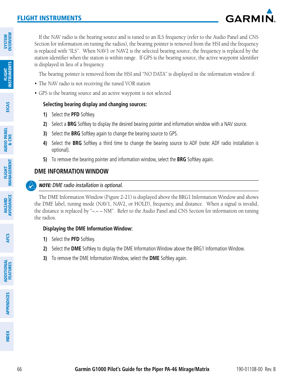 Flight instruments, Dme information window | Garmin G1000 Piper PA-46 Matrix User Manual | Page 80 / 600