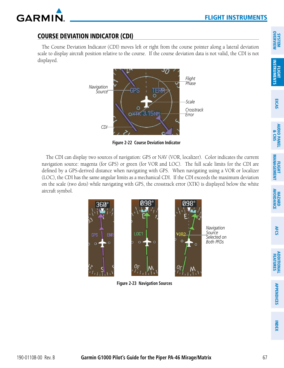 Course deviation indicator (cdi), Flight instruments | Garmin G1000 Piper PA-46 Matrix User Manual | Page 81 / 600