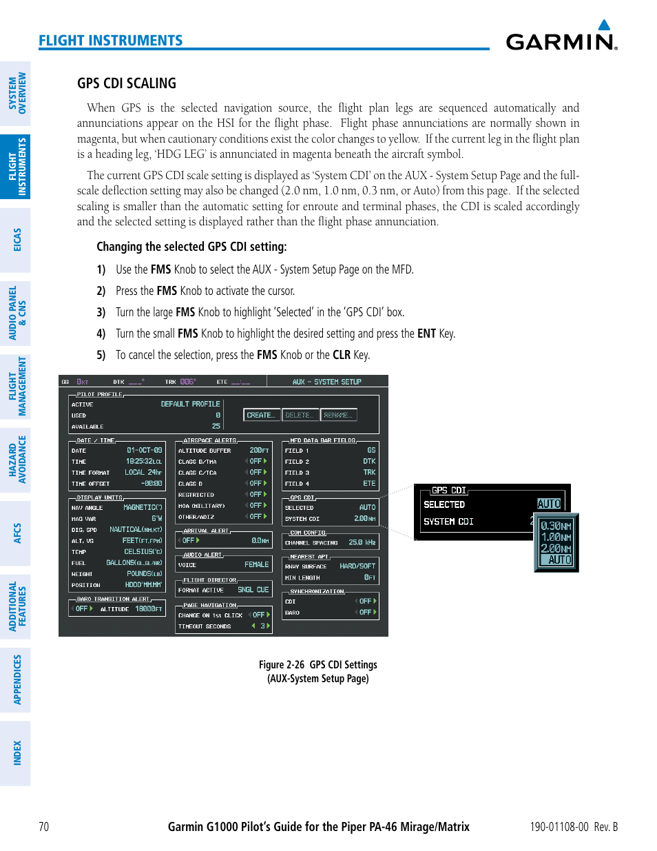 Flight instruments, Gps cdi scaling | Garmin G1000 Piper PA-46 Matrix User Manual | Page 84 / 600