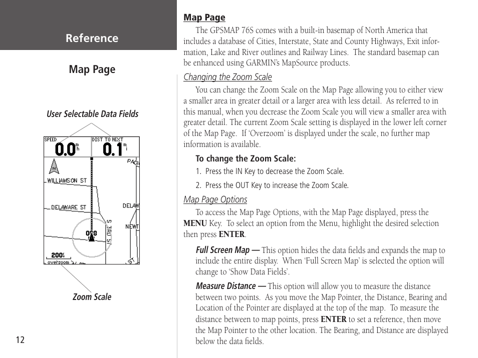 Map page reference | Garmin GPSMAP 76S User Manual | Page 14 / 76