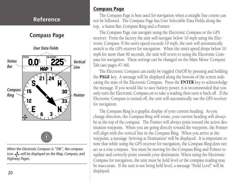 Compass page reference | Garmin GPSMAP 76S User Manual | Page 22 / 76