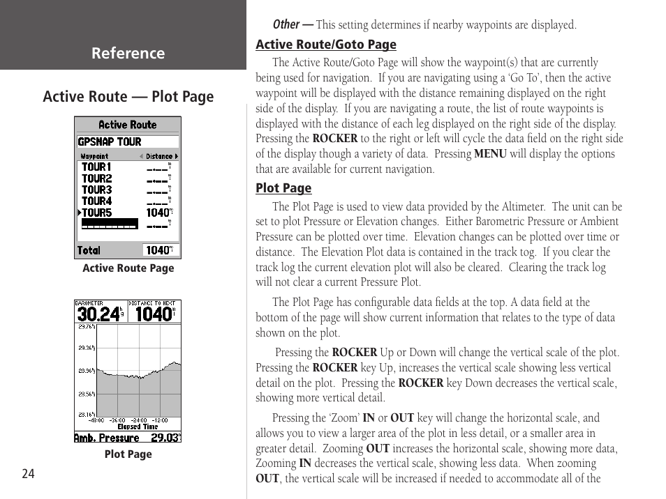 Active route — plot page reference | Garmin GPSMAP 76S User Manual | Page 26 / 76