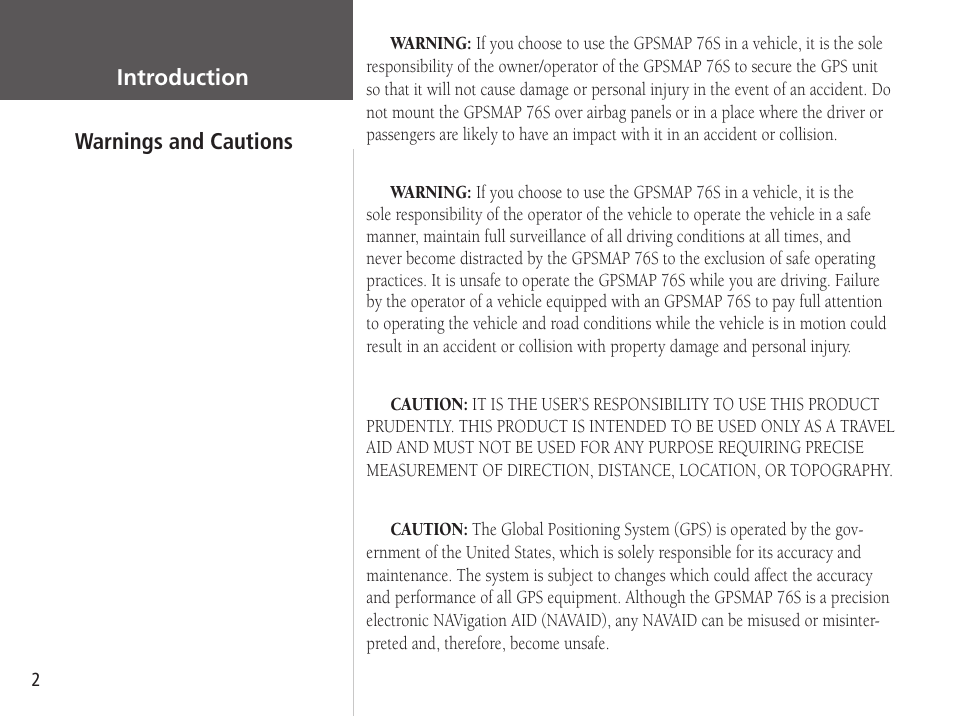 Garmin GPSMAP 76S User Manual | Page 4 / 76