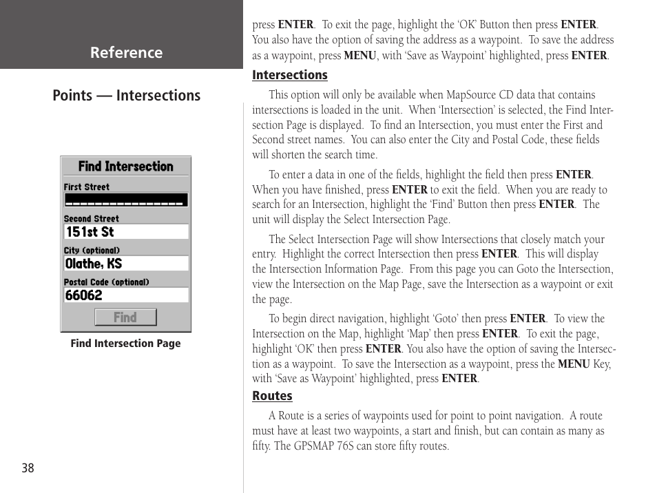 Reference | Garmin GPSMAP 76S User Manual | Page 40 / 76