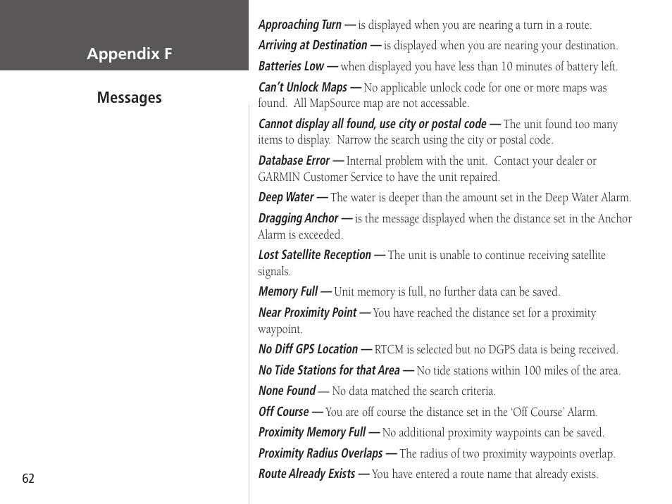 Garmin GPSMAP 76S User Manual | Page 64 / 76