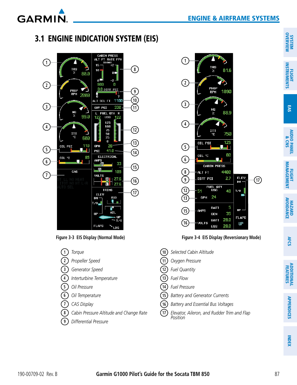 1 engine indication system (eis), Engine & airframe systems | Garmin G1000 Socata TBM 850 User Manual | Page 101 / 600