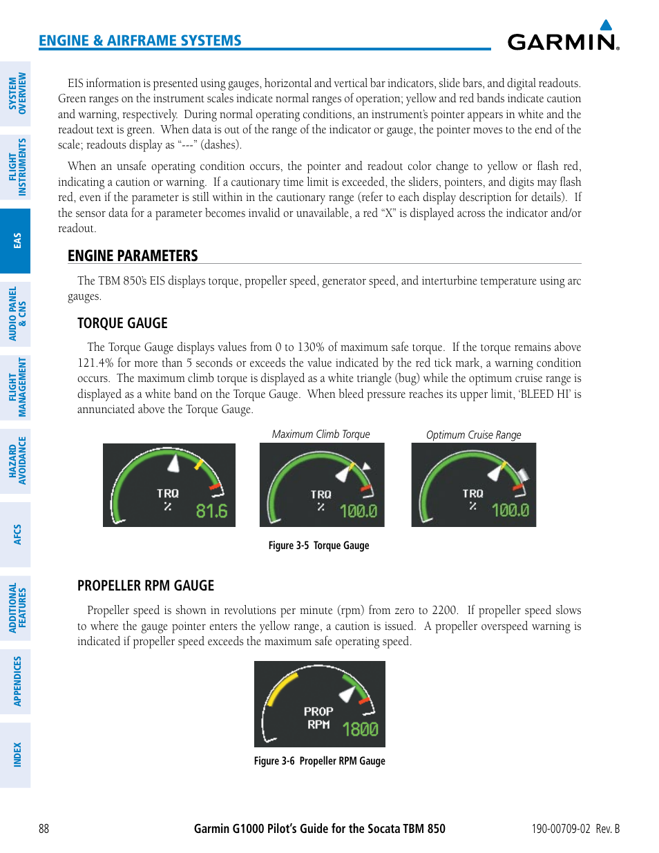 Engine parameters, Engine & airframe systems, Torque gauge | Propeller rpm gauge | Garmin G1000 Socata TBM 850 User Manual | Page 102 / 600