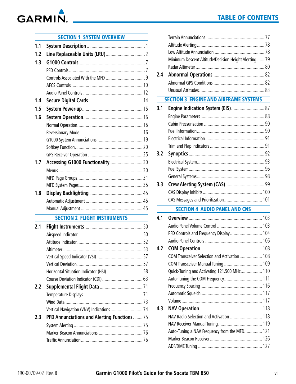 Garmin G1000 Socata TBM 850 User Manual | Page 11 / 600