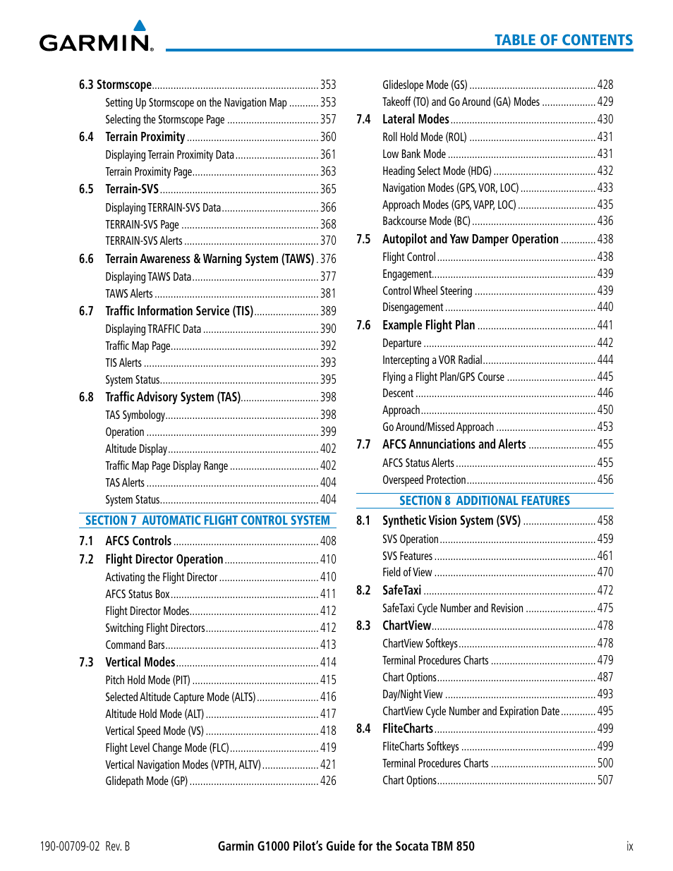 Garmin G1000 Socata TBM 850 User Manual | Page 13 / 600