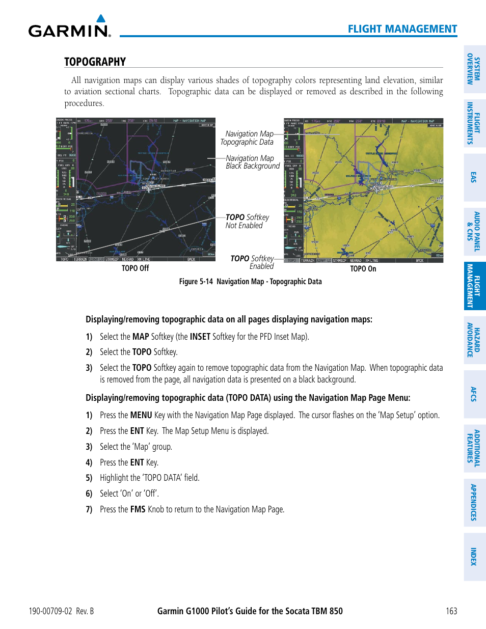 Topography, Flight management | Garmin G1000 Socata TBM 850 User Manual | Page 177 / 600