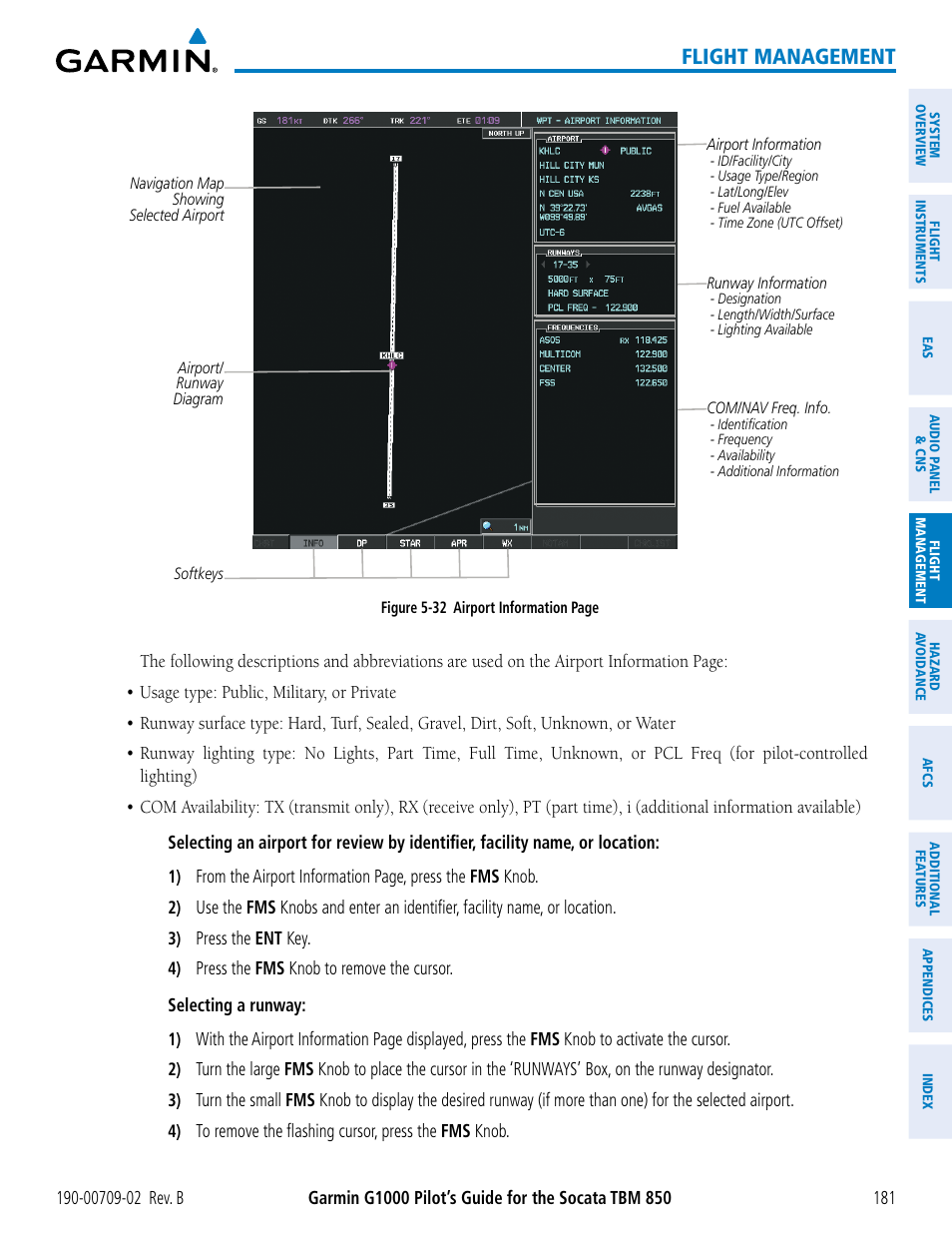 Flight management | Garmin G1000 Socata TBM 850 User Manual | Page 195 / 600