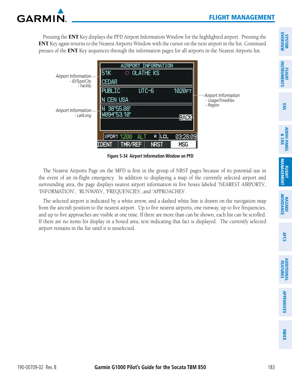 Flight management | Garmin G1000 Socata TBM 850 User Manual | Page 197 / 600