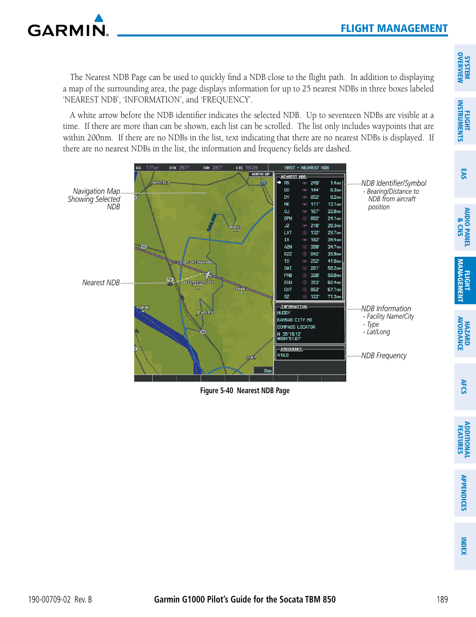 Flight management | Garmin G1000 Socata TBM 850 User Manual | Page 203 / 600