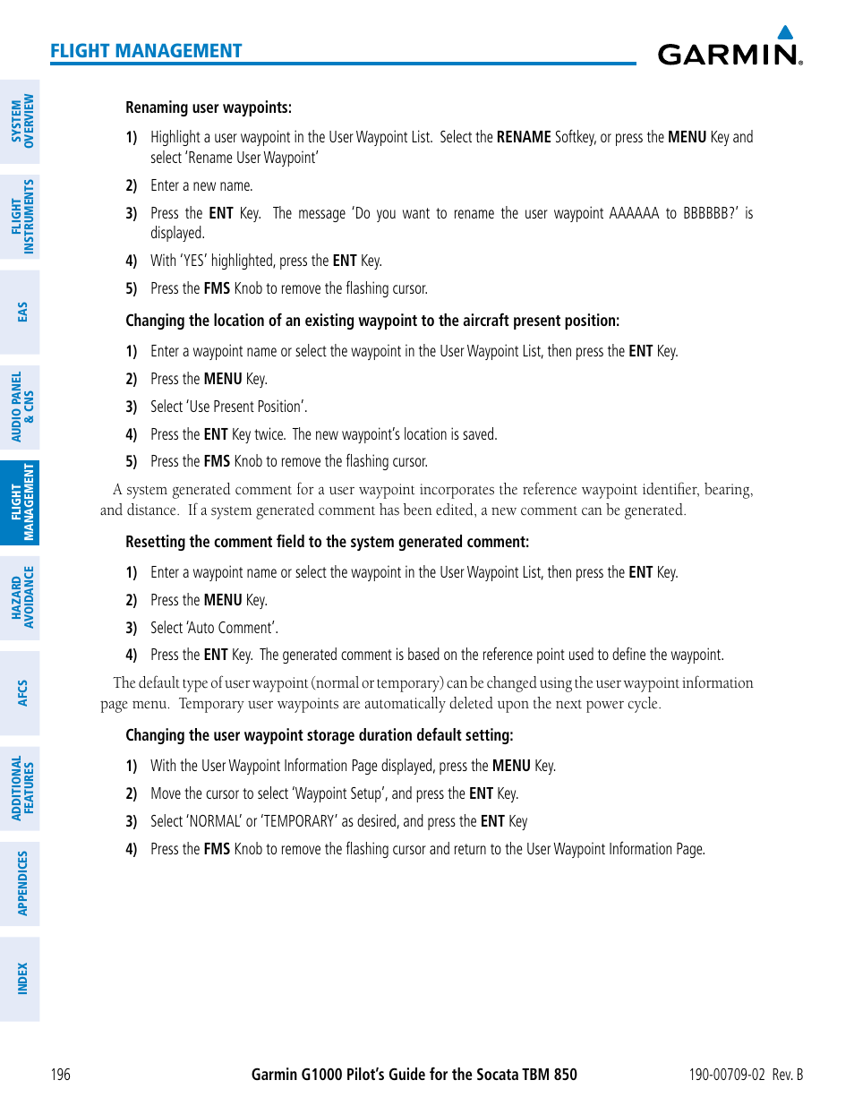 Flight management | Garmin G1000 Socata TBM 850 User Manual | Page 210 / 600