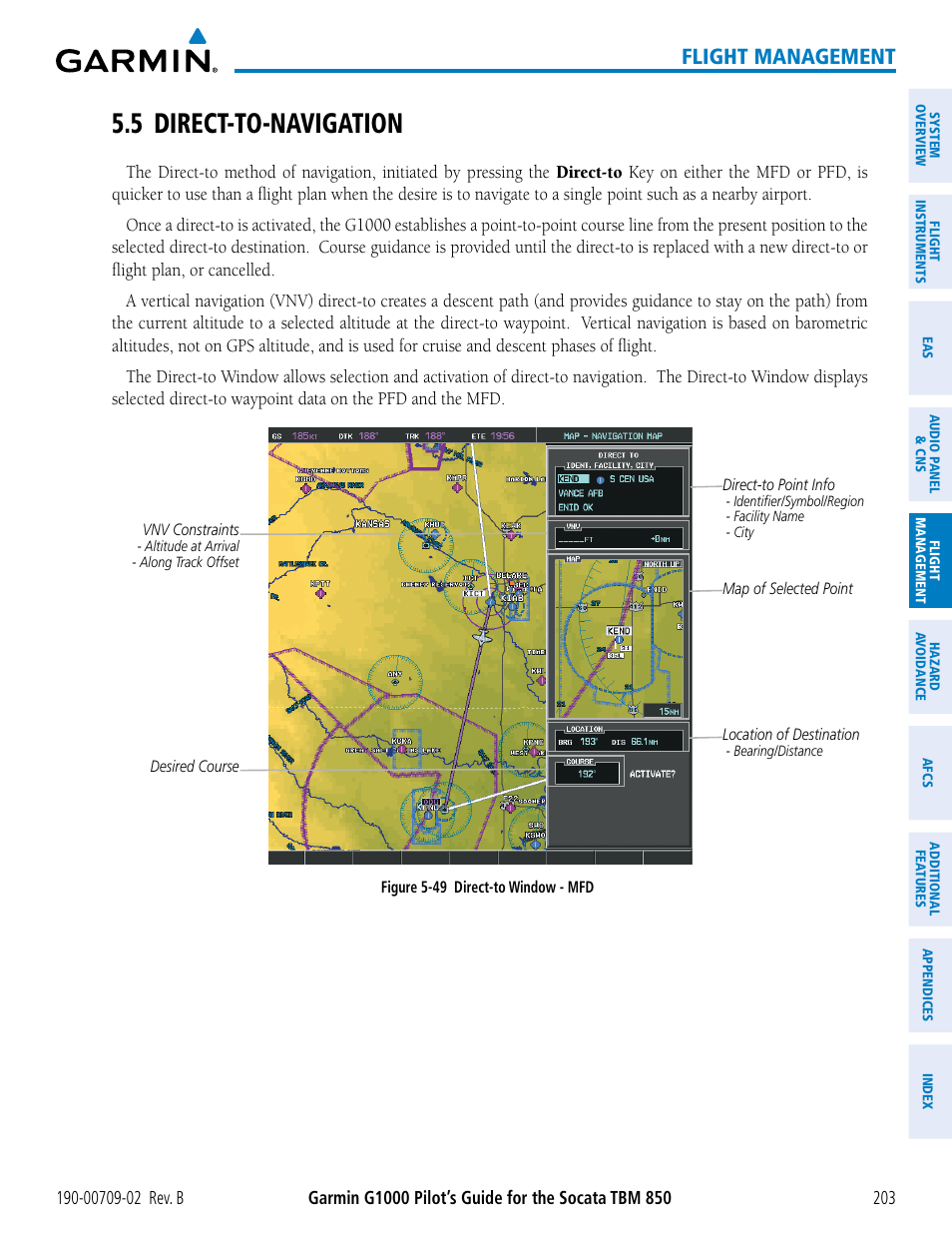 5 direct-to-navigation, Flight management | Garmin G1000 Socata TBM 850 User Manual | Page 217 / 600