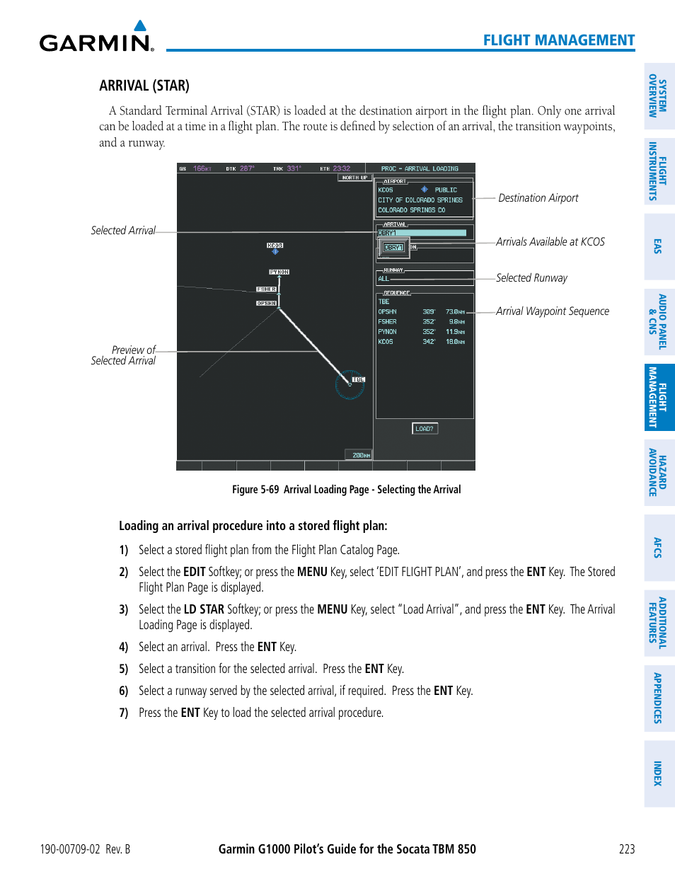 Flight management, Arrival (star) | Garmin G1000 Socata TBM 850 User Manual | Page 237 / 600