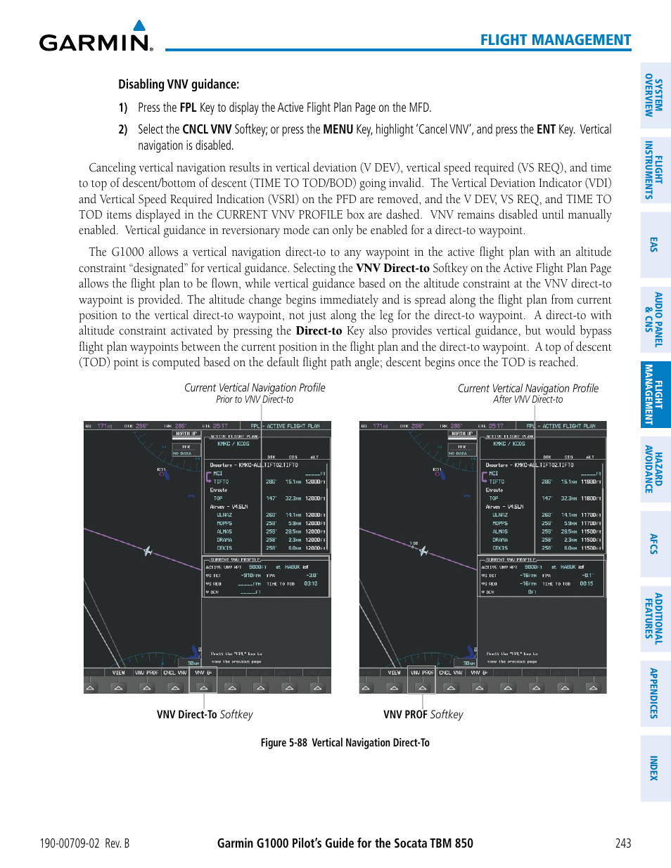 Flight management | Garmin G1000 Socata TBM 850 User Manual | Page 257 / 600