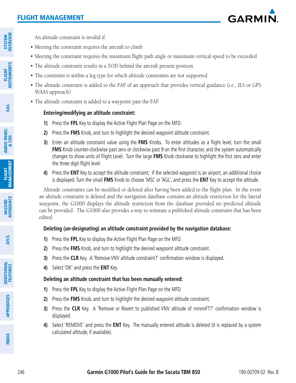 Flight management | Garmin G1000 Socata TBM 850 User Manual | Page 260 / 600