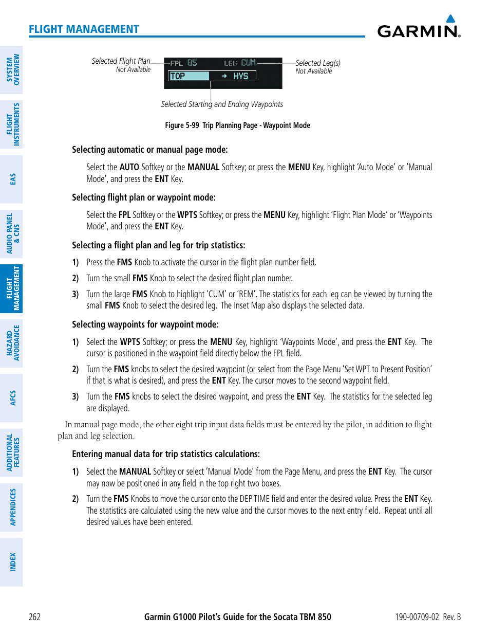 Flight management | Garmin G1000 Socata TBM 850 User Manual | Page 276 / 600