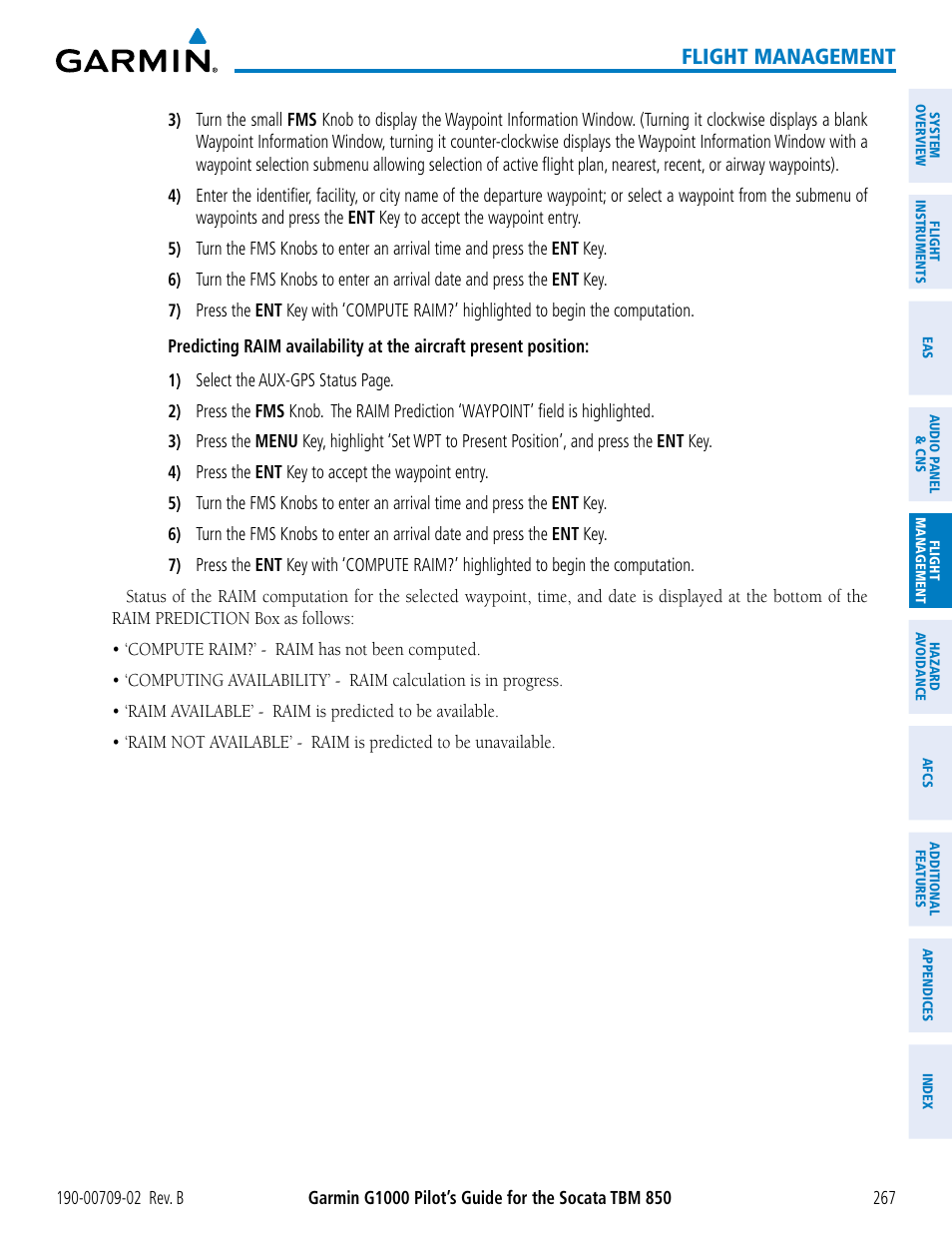 Flight management | Garmin G1000 Socata TBM 850 User Manual | Page 281 / 600