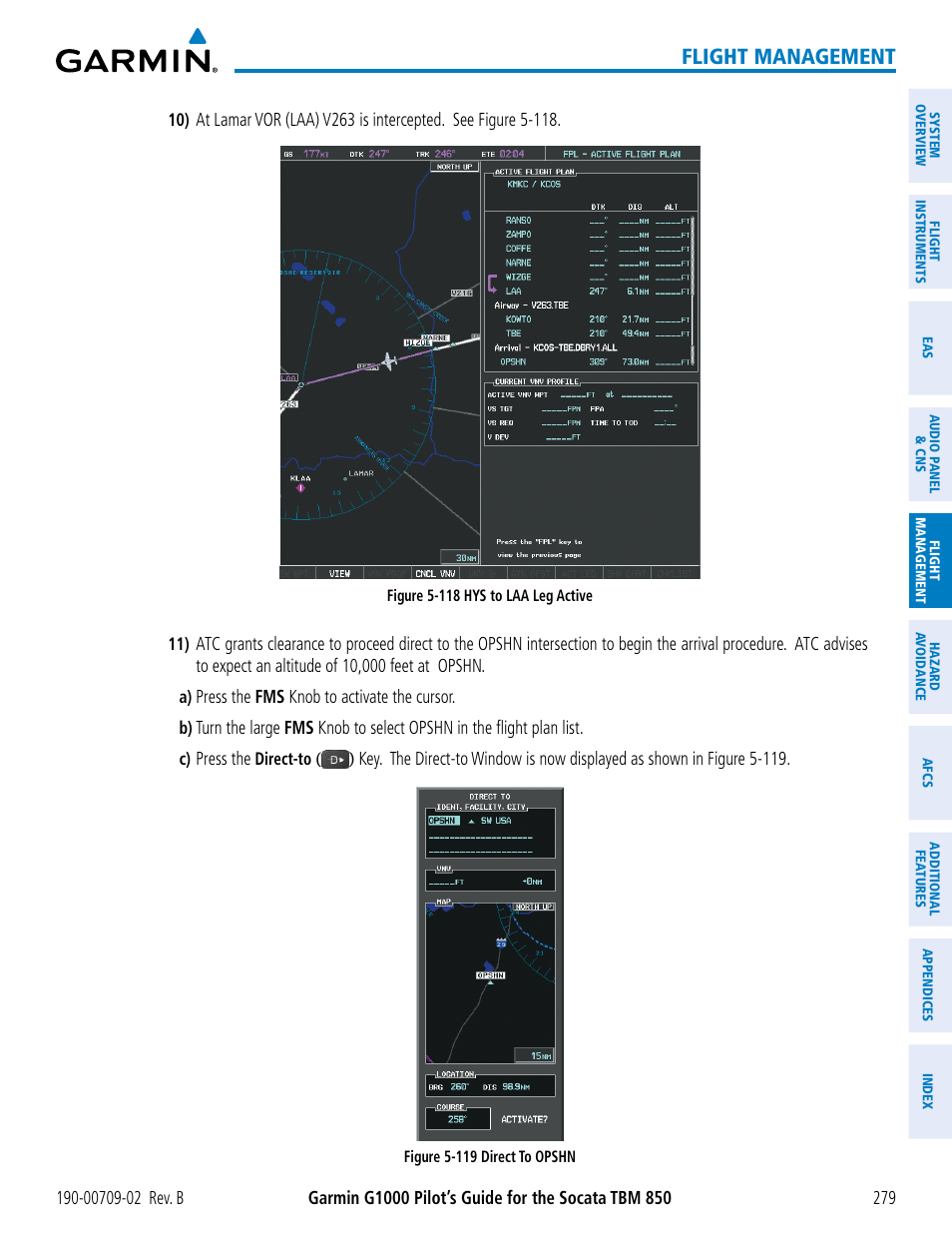 Flight management | Garmin G1000 Socata TBM 850 User Manual | Page 293 / 600