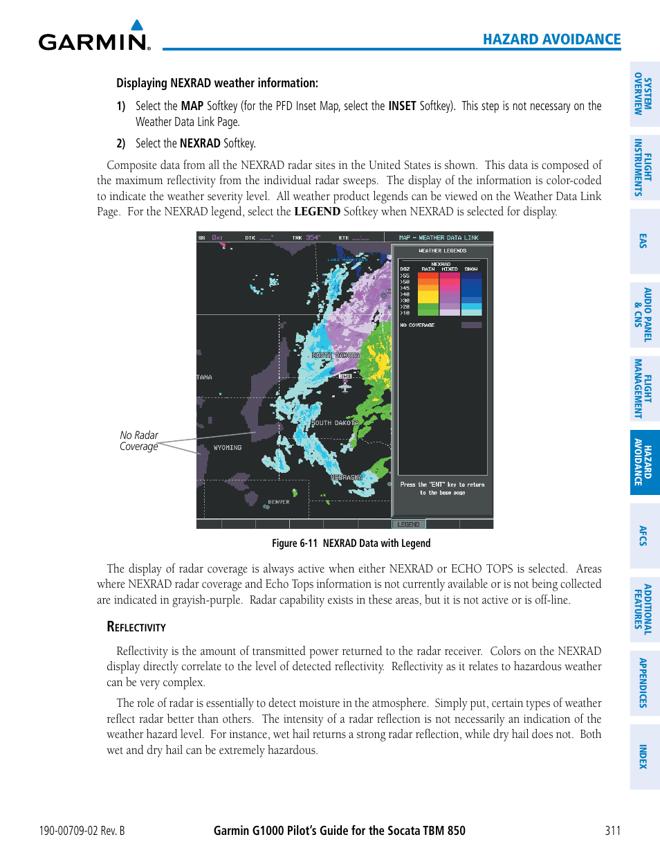 Hazard avoidance | Garmin G1000 Socata TBM 850 User Manual | Page 325 / 600