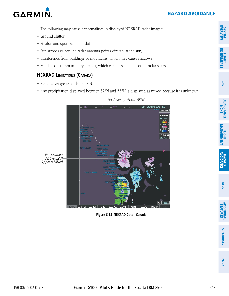 Hazard avoidance, Nexrad l | Garmin G1000 Socata TBM 850 User Manual | Page 327 / 600