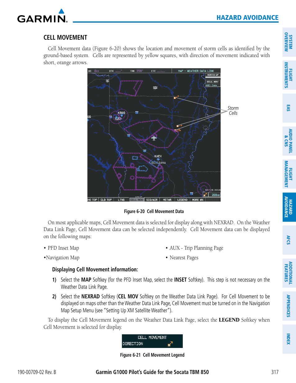 Hazard avoidance, Cell movement | Garmin G1000 Socata TBM 850 User Manual | Page 331 / 600