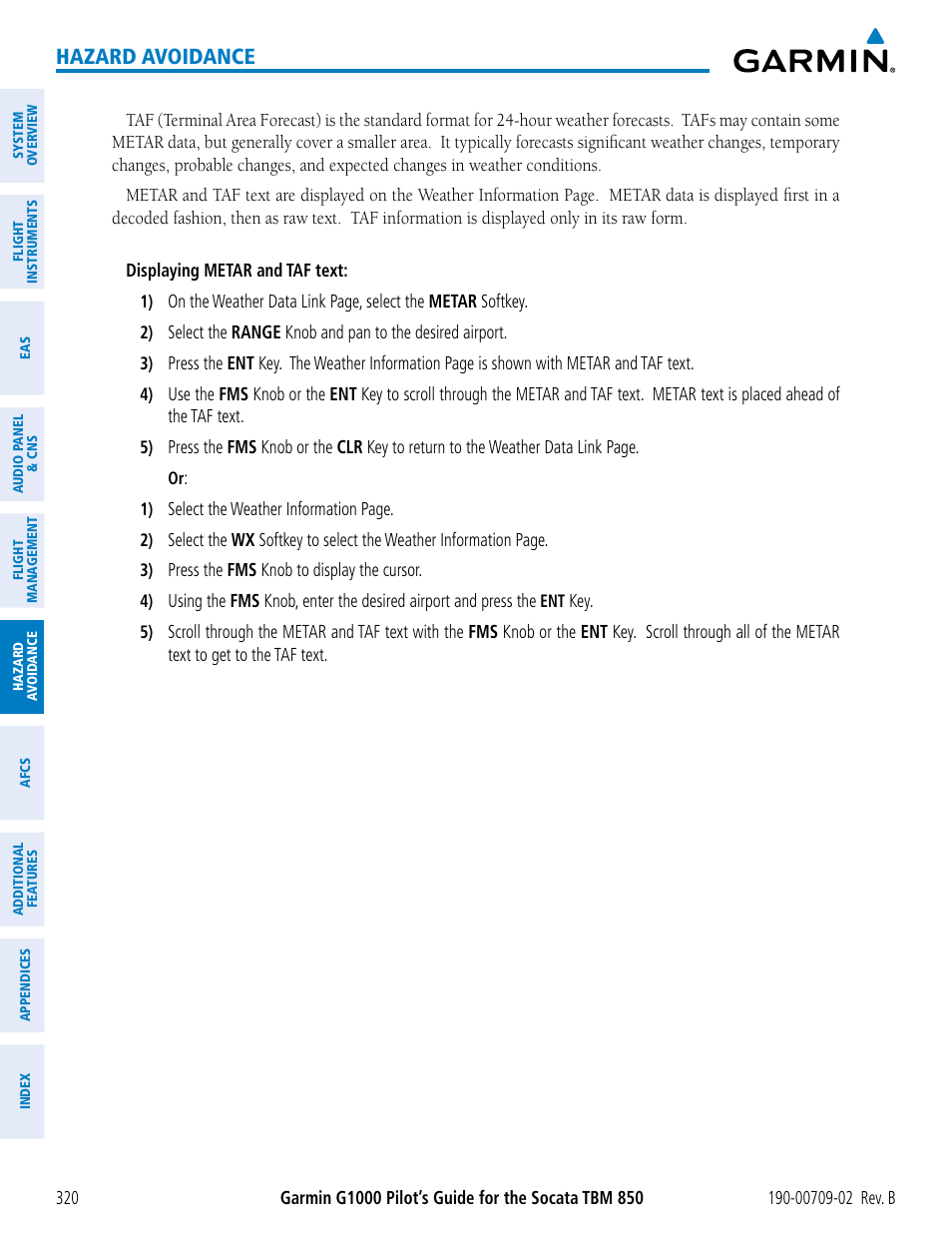 Hazard avoidance | Garmin G1000 Socata TBM 850 User Manual | Page 334 / 600