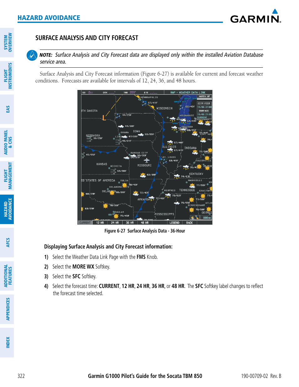 Hazard avoidance, Surface analysis and city forecast | Garmin G1000 Socata TBM 850 User Manual | Page 336 / 600