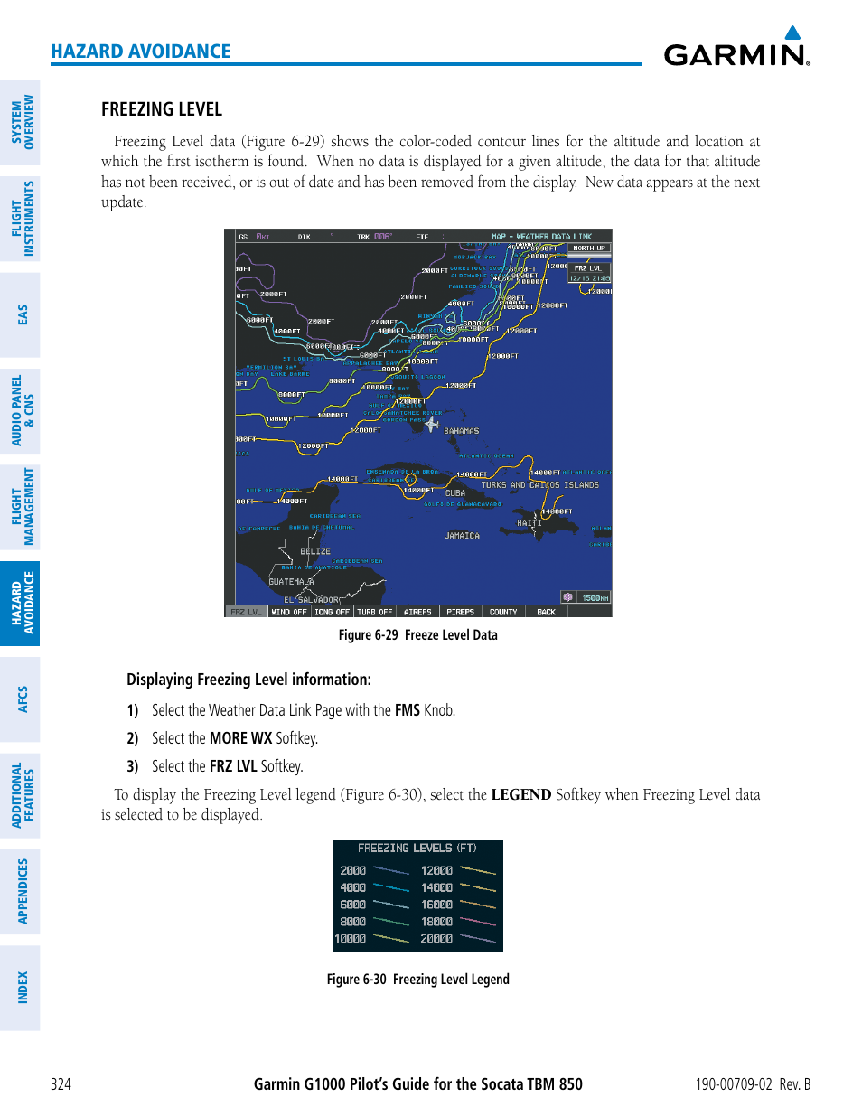 Hazard avoidance, Freezing level | Garmin G1000 Socata TBM 850 User Manual | Page 338 / 600