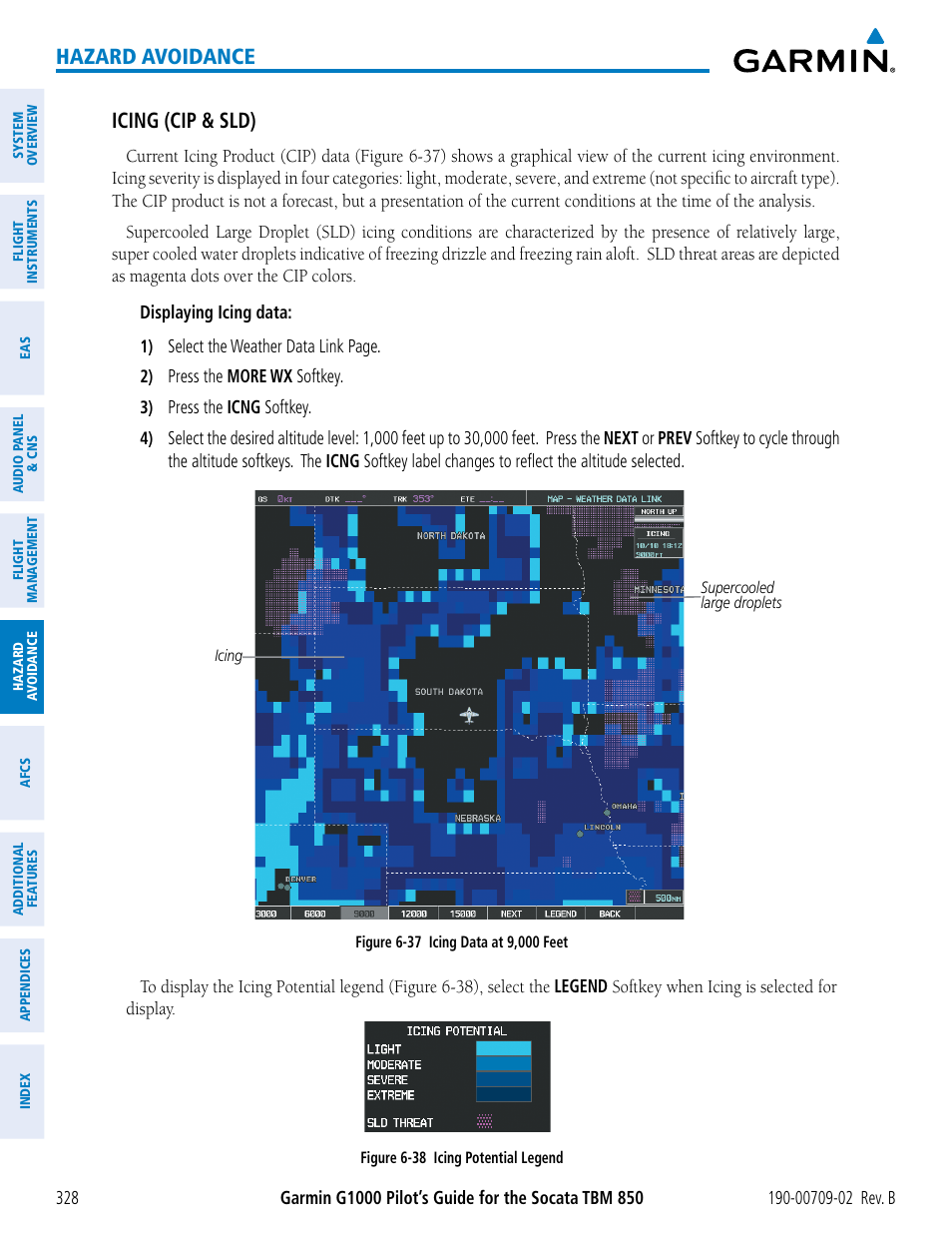 Hazard avoidance, Icing (cip & sld) | Garmin G1000 Socata TBM 850 User Manual | Page 342 / 600